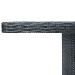 vidaXL Masă de grădină, gri închis, poliratan și sticlă securizată