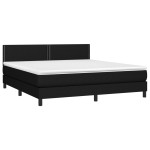 vidaXL Pat cu arcuri, saltea și LED, negru, 180x200 cm, textil