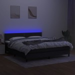 vidaXL Pat cu arcuri, saltea și LED, negru, 180x200 cm, textil
