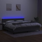 vidaXL Pat cu arcuri, saltea și LED, gri închis, 200x200 cm, textil