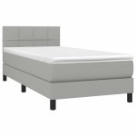 vidaXL Pat cu arcuri, saltea și LED, gri deschis, 90x190 cm, textil