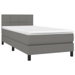 vidaXL Pat cu arcuri, saltea și LED, gri închis, 90x190 cm, textil
