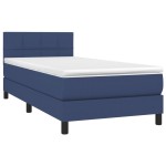 vidaXL Pat cu arcuri, saltea și LED, albastru, 90x190 cm, textil