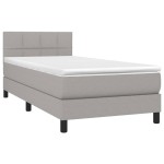 vidaXL Pat cu arcuri, saltea și LED, gri deschis, 90x200 cm, textil vidaXL Pat cu arcuri, saltea și LED, gri deschis, 90x200 cm, textil