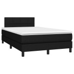 vidaXL Pat cu arcuri, saltea și LED, negru, 120x200 cm, textil