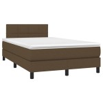 vidaXL Pat cu arcuri, saltea și LED, maro închis, 120x200 cm, textil vidaXL Pat cu arcuri, saltea și LED, maro închis, 120x200 cm, textil