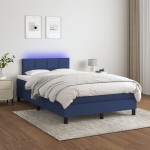 vidaXL Pat cu arcuri, saltea și LED, albastru, 120x200 cm, textil vidaXL Pat cu arcuri, saltea și LED, albastru, 120x200 cm, textil