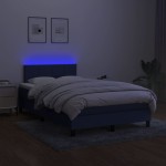 vidaXL Pat cu arcuri, saltea și LED, albastru, 120x200 cm, textil vidaXL Pat cu arcuri, saltea și LED, albastru, 120x200 cm, textil