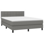 vidaXL Pat cu arcuri, saltea și LED, gri închis, 140x190 cm, textil