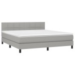 vidaXL Pat cu arcuri, saltea și LED, gri deschis, 180x200 cm, textil