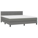 vidaXL Pat cu arcuri, saltea și LED, gri închis, 180x200 cm, textil
