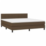 vidaXL Pat cu arcuri, saltea și LED, maro închis, 180x200 cm, textil vidaXL Pat cu arcuri, saltea și LED, maro închis, 180x200 cm, textil