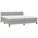 vidaXL Pat cu arcuri, saltea și LED, gri deschis, 200x200 cm, textil