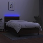 vidaXL Pat cu arcuri, saltea și LED, negru, 80x200 cm, textil