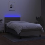 vidaXL Pat cu arcuri, saltea și LED, gri taupe, 80x200 cm, textil