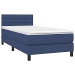 vidaXL Pat cu arcuri, saltea și LED, albastru, 80x200 cm, textil