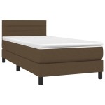 vidaXL Pat cu arcuri, saltea și LED, maro închis, 90x190 cm, textil