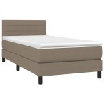 vidaXL Pat cu arcuri, saltea și LED, gri taupe, 90x190 cm, textil