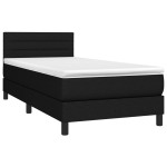 vidaXL Pat cu arcuri, saltea și LED, negru, 90x200 cm, textil
