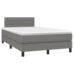 vidaXL Pat cu arcuri, saltea și LED, gri închis, 120x200 cm, textil