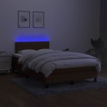 vidaXL Pat cu arcuri, saltea și LED, maro închis, 120x200 cm, textil