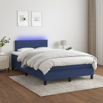 vidaXL Pat cu arcuri, saltea și LED, albastru, 120x200 cm, textil vidaXL Pat cu arcuri, saltea și LED, albastru, 120x200 cm, textil