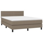 vidaXL Pat cu arcuri, saltea și LED, gri taupe, 140x190 cm, textil vidaXL Pat cu arcuri, saltea și LED, gri taupe, 140x190 cm, textil