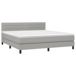 vidaXL Pat cu arcuri, saltea și LED, gri deschis, 160x200 cm, textil