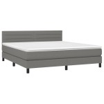 vidaXL Pat cu arcuri, saltea și LED, gri închis, 160x200 cm, textil vidaXL Pat cu arcuri, saltea și LED, gri închis, 160x200 cm, textil