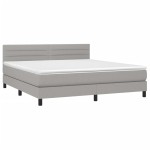 vidaXL Pat cu arcuri, saltea și LED, gri deschis, 180x200 cm, textil