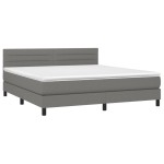 vidaXL Pat cu arcuri, saltea și LED, gri închis, 180x200 cm, textil