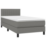 vidaXL Pat cu arcuri, saltea și LED, gri închis, 80x200 cm, textil