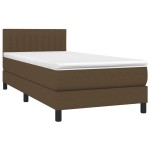vidaXL Pat cu arcuri, saltea și LED, maro închis, 90x190 cm, textil