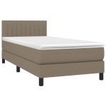 vidaXL Pat cu arcuri, saltea și LED, gri taupe, 90x200 cm, textil