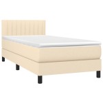 vidaXL Pat cu arcuri, saltea și LED, crem, 90x200 cm, textil vidaXL Pat cu arcuri, saltea și LED, crem, 90x200 cm, textil