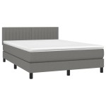 vidaXL Pat cu arcuri, saltea și LED, gri închis, 140x200 cm, textil vidaXL Pat cu arcuri, saltea și LED, gri închis, 140x200 cm, textil