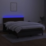 vidaXL Pat cu arcuri, saltea și LED, negru, 140x200 cm, textil vidaXL Pat cu arcuri, saltea și LED, negru, 140x200 cm, textil