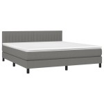 vidaXL Pat cu arcuri, saltea și LED, gri închis, 160x200 cm, textil vidaXL Pat cu arcuri, saltea și LED, gri închis, 160x200 cm, textil
