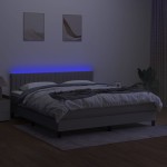 vidaXL Pat cu arcuri, saltea și LED, gri deschis, 180x200 cm, textil