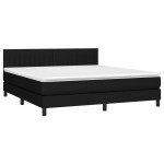 vidaXL Pat cu arcuri, saltea și LED, negru, 180x200 cm, textil vidaXL Pat cu arcuri, saltea și LED, negru, 180x200 cm, textil