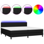 vidaXL Pat cu arcuri, saltea și LED, negru, 200x200 cm, textil