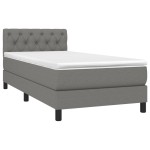 vidaXL Pat cu arcuri, saltea și LED, gri închis, 80x200 cm, textil