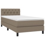 vidaXL Pat cu arcuri, saltea și LED, gri taupe, 80x200 cm, textil