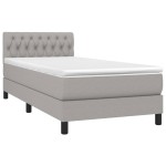 vidaXL Pat cu arcuri, saltea și LED, gri deschis, 90x190 cm, textil