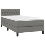 vidaXL Pat cu arcuri, saltea și LED, gri închis, 90x190 cm, textil