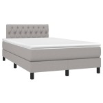 vidaXL Pat cu arcuri, saltea și LED, gri deschis, 120x200 cm, textil
