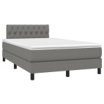 vidaXL Pat cu arcuri, saltea și LED, gri închis, 120x200 cm, textil