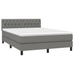 vidaXL Pat cu arcuri, saltea și LED, gri închis, 140x190 cm, textil