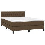 vidaXL Pat cu arcuri, saltea și LED, maro închis, 140x190 cm, textil vidaXL Pat cu arcuri, saltea și LED, maro închis, 140x190 cm, textil