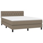 vidaXL Pat cu arcuri, saltea și LED, gri taupe, 140x190 cm, textil vidaXL Pat cu arcuri, saltea și LED, gri taupe, 140x190 cm, textil